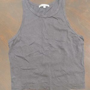 Cotton Citizen crinkled grey cropped muscle tee